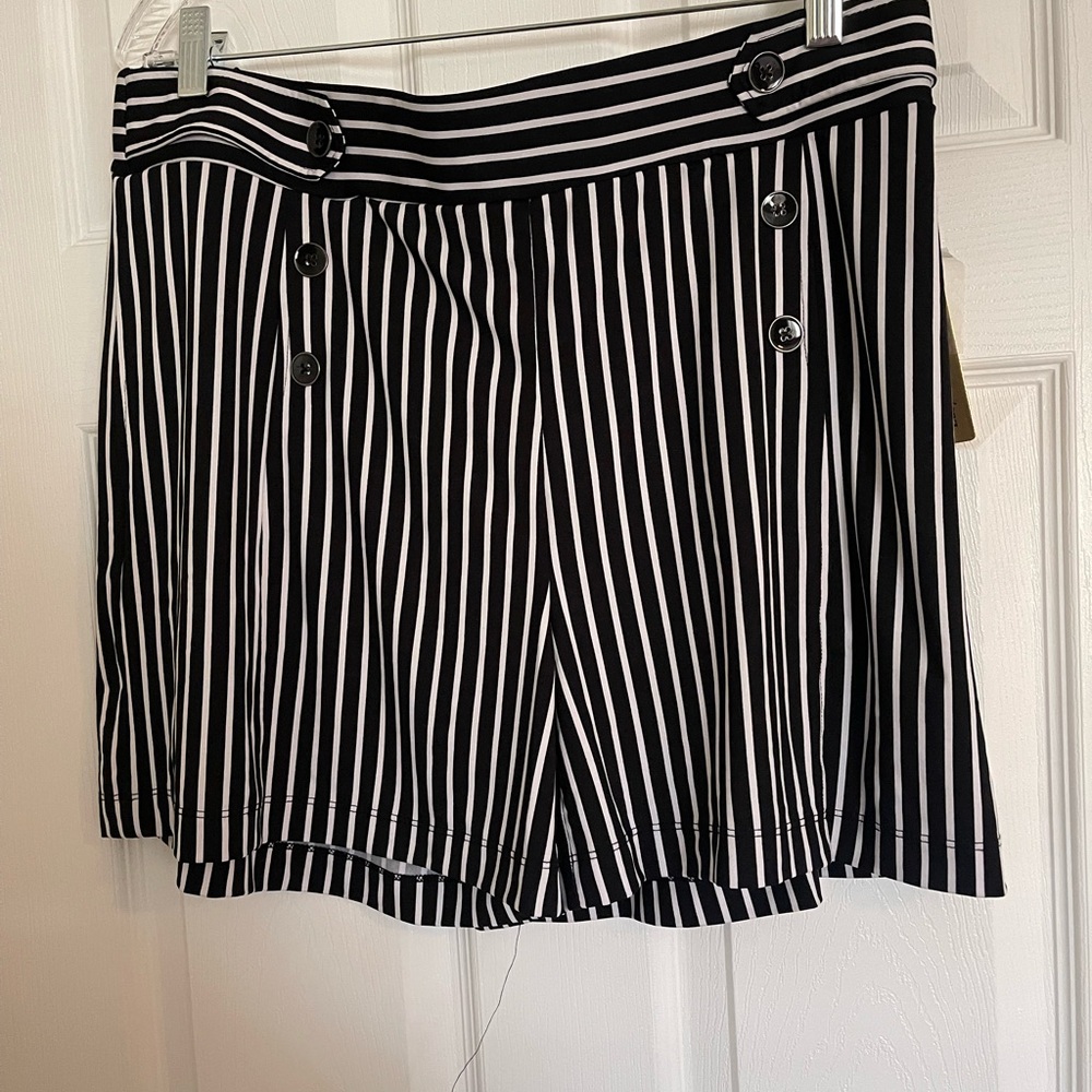 High Waist Black and White Striped Shorts